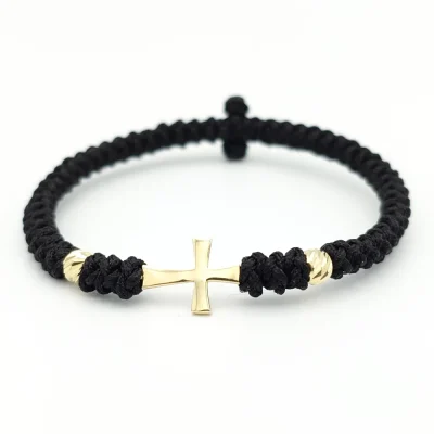 bratara cruce 2 bile aur 14k 4mm